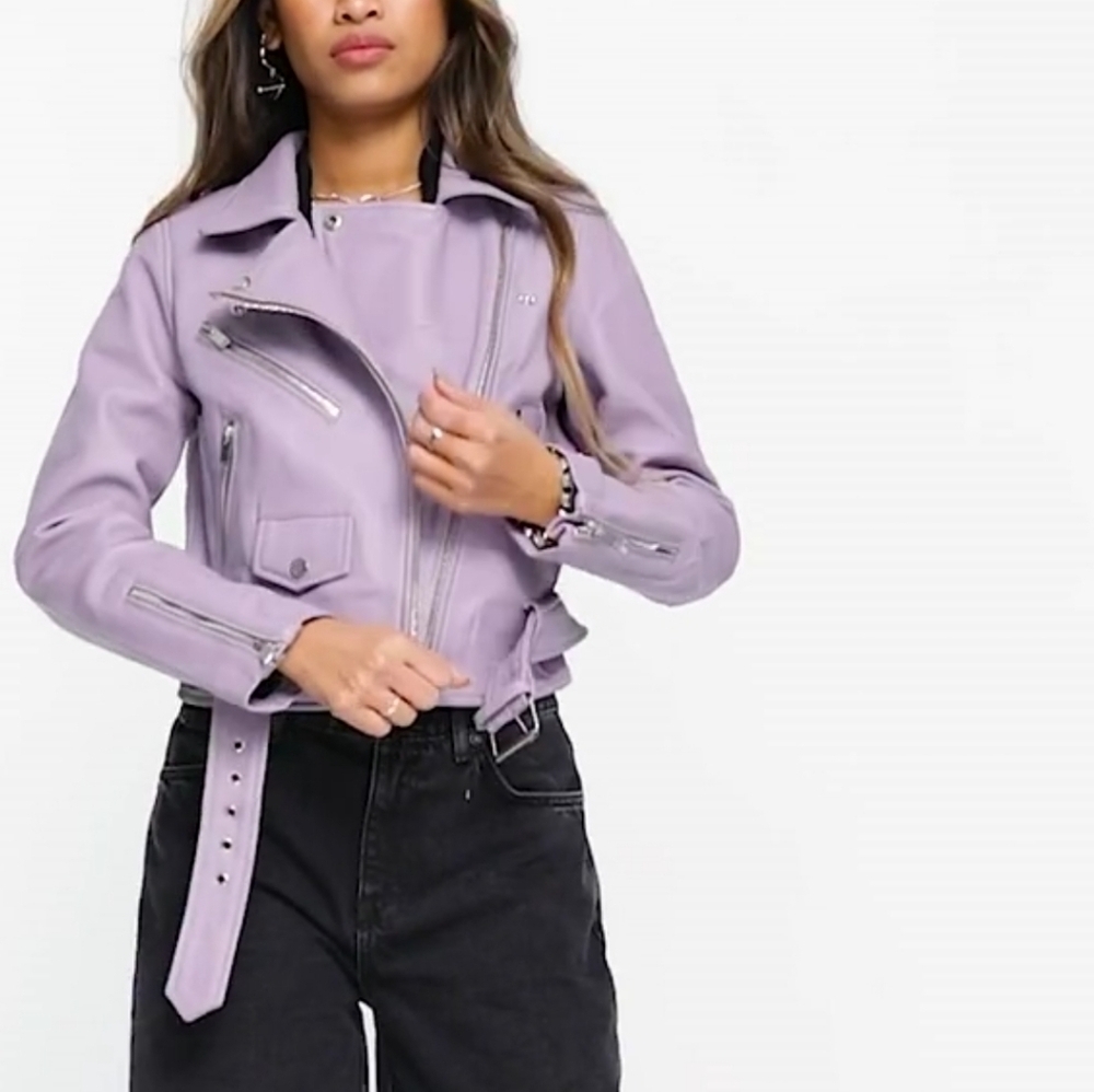 Bolongaro Trevor leather jacket in lilac